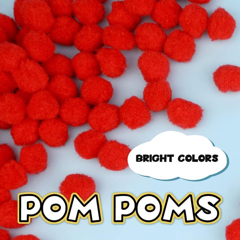 MORFEN 150 Pieces Pom Poms, 1 Inch Red Pom Poms for Crafts, Fuzzy Pompom Puff Balls, Small Pom Pom Balls for Crafts Projects, DIY Arts, Home Decorations Craft Supplies - Image 3